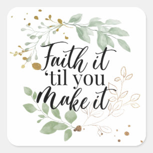 Faith Christlich Scripture Eukalyptus Greenery Quadratischer Aufkleber