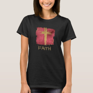 *~* FAITH Christlicher Red Cross Gold Glitzer T -  T-Shirt