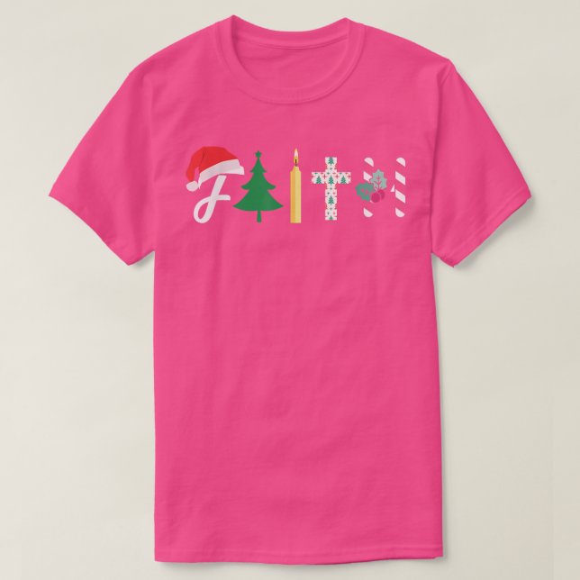 Faith Christmas Tree Christlich Cross Xmas Candy C T-Shirt (Design vorne)