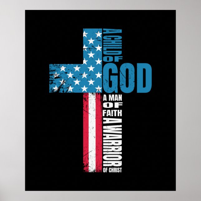Faith Cross American Flag Christ Jesus Poster (Vorne)