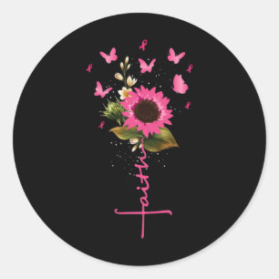 Faith Cross Breast Cancer Awareness Christlich Gif Runder Aufkleber