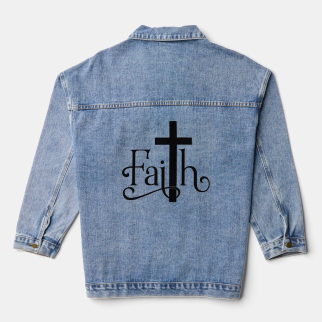 Faith Cross Design Jeansjacke (Rückseite)