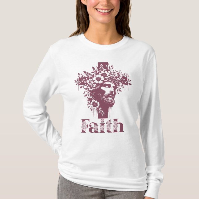 Faith Cross Graphic, floral Christlich T-Shirt (Vorderseite)