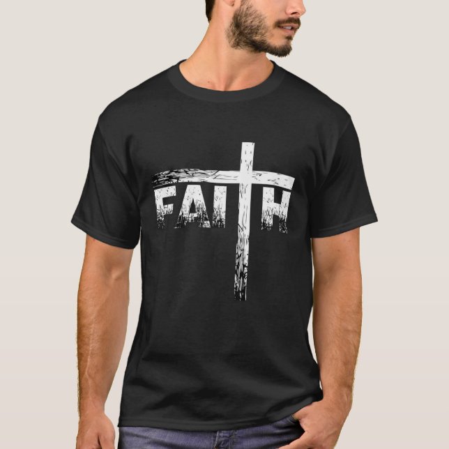 Faith Cross Graphic T - Shirt - Bold Black Edition (Vorderseite)