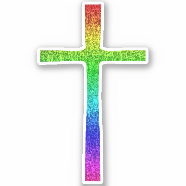 Faith Cross Rainbow Aufkleber (Vorderseite)