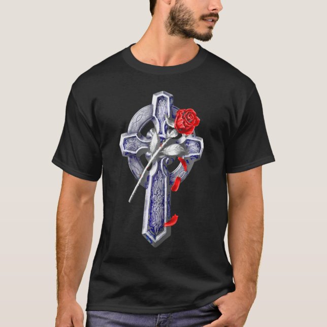 Faith Cross Rose Jesus Christlich Lover T-Shirt (Vorderseite)
