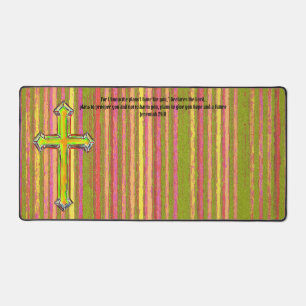 Faith Cross Stripe Jeremiah Bible Verse Desk Mat Schreibtischunterlage
