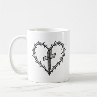 Faith Cross und Thorn Heart Christlich Kaffeetasse