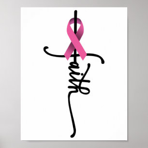 Faith Cross Warrior Survivor Pink Ribbon Brust Ca Poster