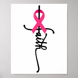 Faith Cross Warrior Survivor Pink Ribbon Brust Ca Poster