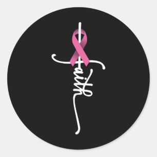 Faith Cross Warrior Survivor Pink Ribbon Brust Ca Runder Aufkleber