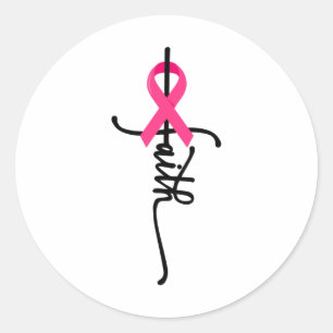 Faith Cross Warrior Survivor Pink Ribbon Brust Ca Runder Aufkleber