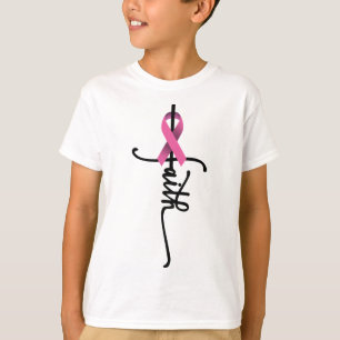 Faith Cross Warrior Survivor Pink Ribbon Brust Ca T-Shirt