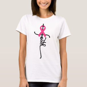 Faith Cross Warrior Survivor Pink Ribbon Brust Ca T-Shirt