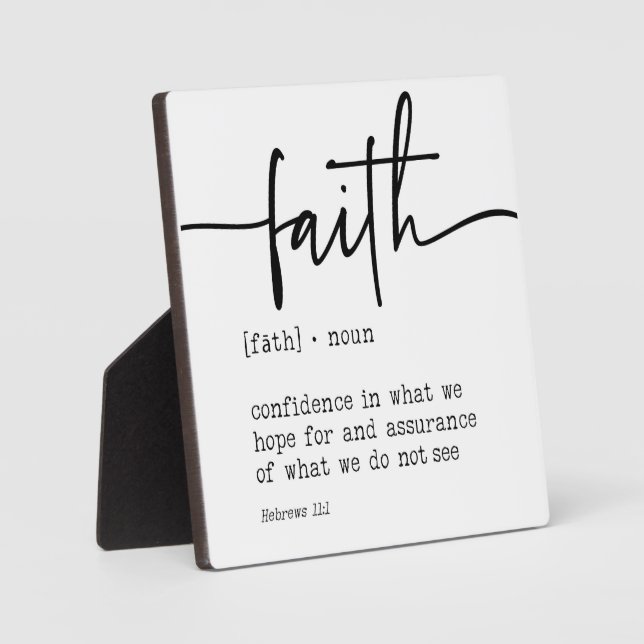 Faith Definition Hebrews 11:1 Christliches Zeichen Fotoplatte (Vorderseite)