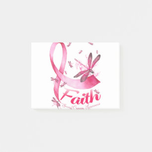 Faith Dragonfly Brustkrebs-Bewusstseins-T-Shirt Post-it Klebezettel