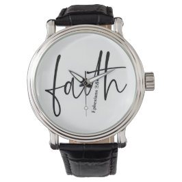 Faith | Einfache Bibelverse Zitat schwarze Typogra Armbanduhr