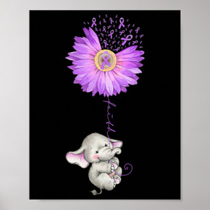 FAITH Elephant hält Lila Sonnenblumenepilepsie A Poster