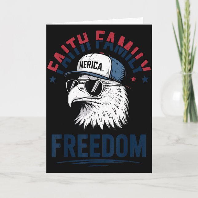 Faith Family Dom Bald Eagle Patriotic Boys America Karte (Vorderseite)