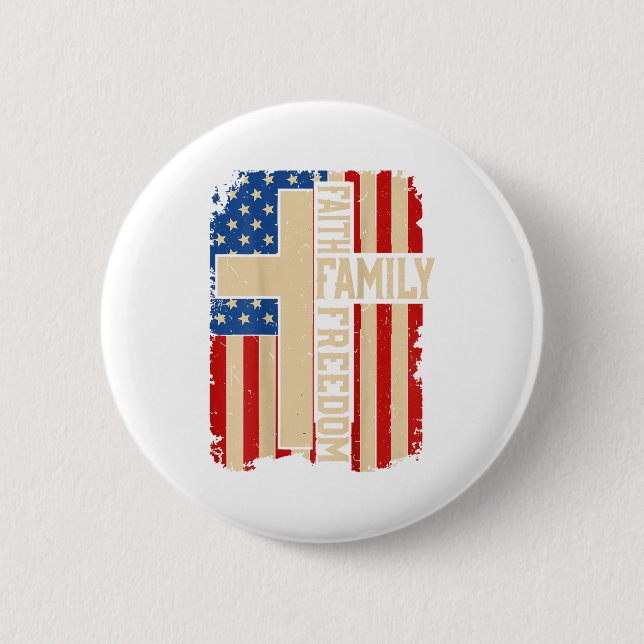 Faith Family Dom God Country Patriotic Christian O Button (Vorderseite)