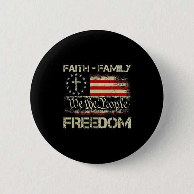 Faith Family Dom Patriotic Christian Cross America Button (Vorderseite)