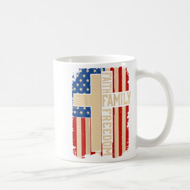 Faith Family Dom Patriotic Christian On-back God C Kaffeetasse (Rechts)