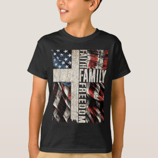 Faith Family Dom - Patriotisch Christlich Vintage T-Shirt