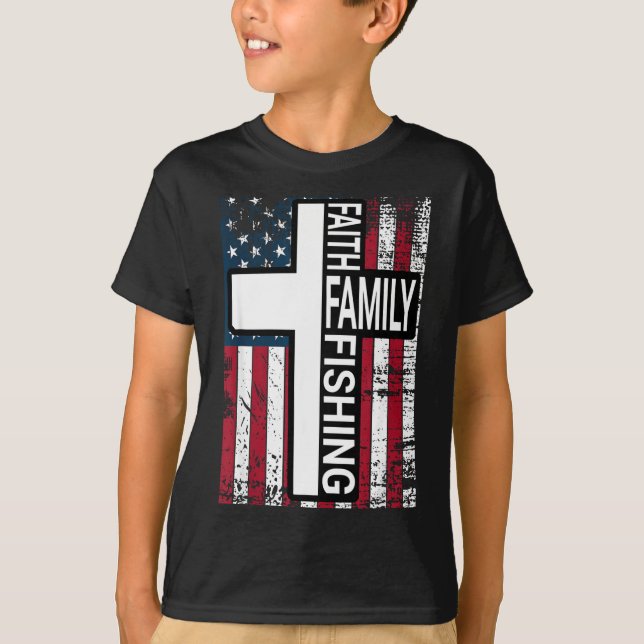 Faith Family Fishing Christian Proud Father Fisher T-Shirt (Vorderseite)
