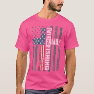 Faith Family Fishing - Christliche Cross Flag - US T-Shirt