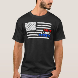 Faith Family Freedom American Flag 4. Juli Jesus T-Shirt