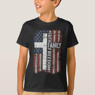 Faith Family Freedom - Christliche Vintage Flagge T-Shirt