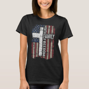 Faith Family Freedom - Christliche Vintage Flagge T-Shirt
