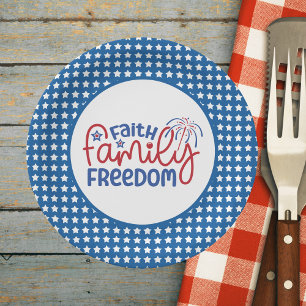 Faith Family Freedom Patriotic 4. Juli Pappteller