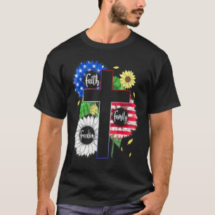 Faith Family Freedom Patriotic Christlich Cross Am T-Shirt