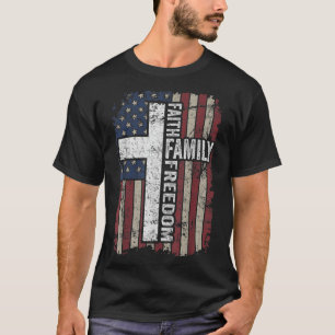 Faith Family Freedom Patriotic Christliche Vintag T-Shirt