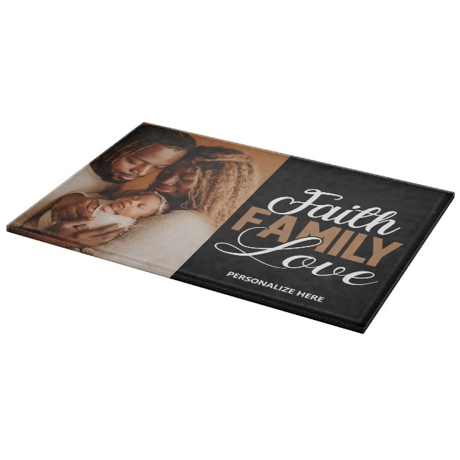 Faith Family Liebe Personalisiert Cutting Board Schneidebrett (Ecke)