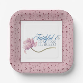 Faith & Fearless Typografy Design Throw Kissen Pappteller