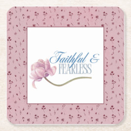 Faith & Fearless Typografy Design Throw Kissen Rechteckiger Pappuntersetzer