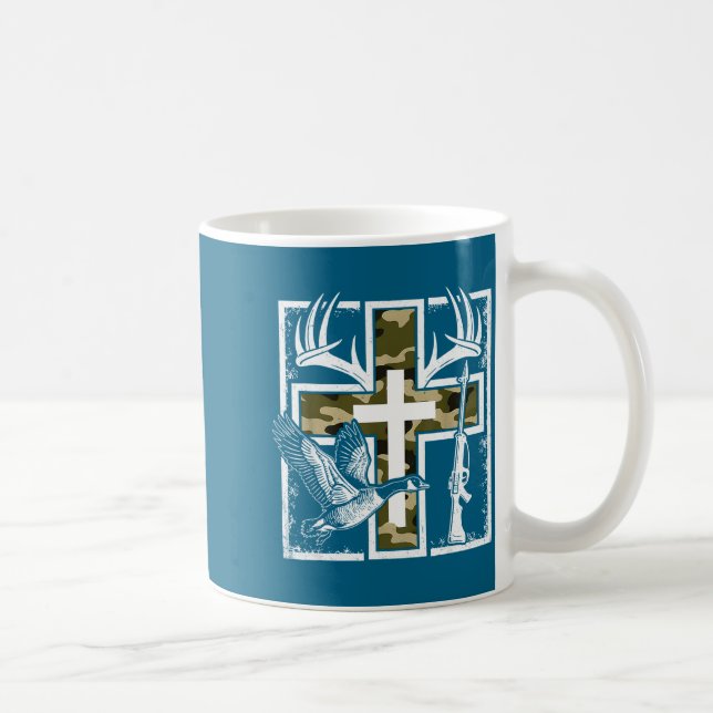 Faith Fishing Hunting Camo Cross Duck Deer Christi Kaffeetasse (Rechts)