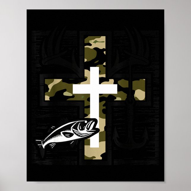 Faith Fishing Hunting Camo Cross With Hook B Chris Poster (Vorne)