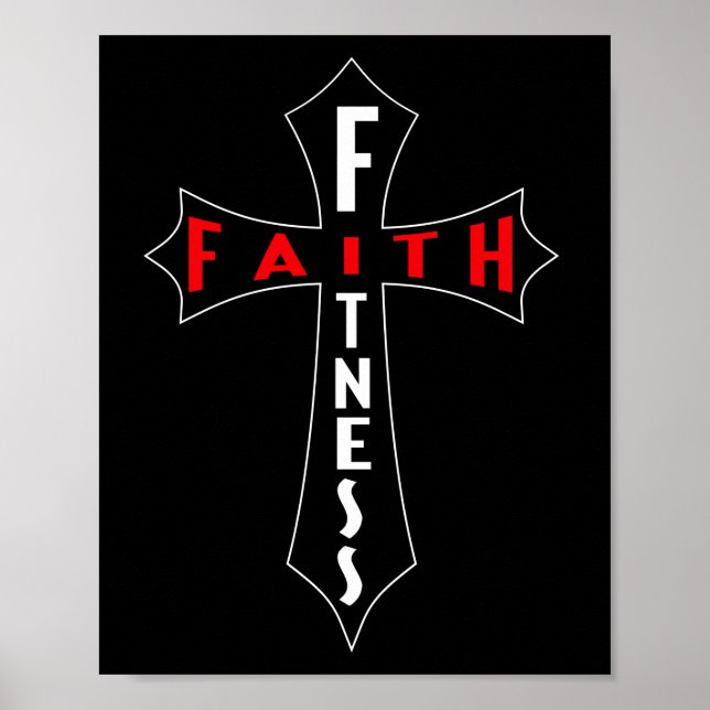 Faith Fitness Cross Christlich Workout Modernes Gy Poster (Vorne)