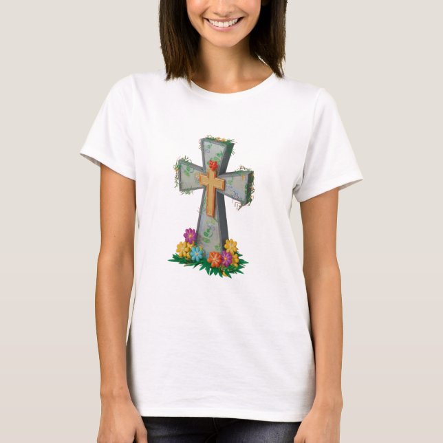 Faith Floral Christlich Womens T-Shirt (Vorderseite)