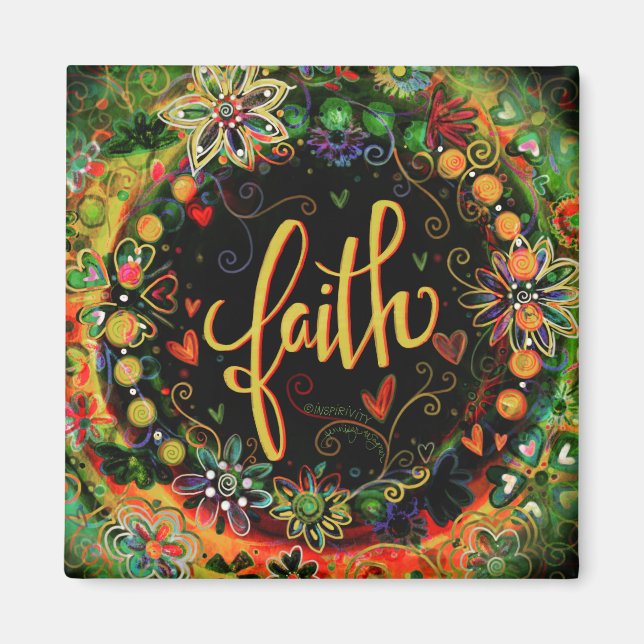 Faith Floral Inspiration Segnungen Hübsch Trendy Magnet (Vorne)