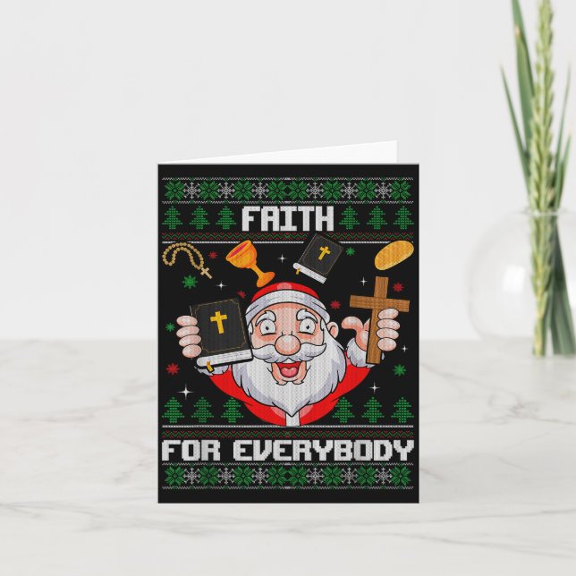 Faith For Everybody Santa Ugly Christmas Christian Karte (Vorderseite)