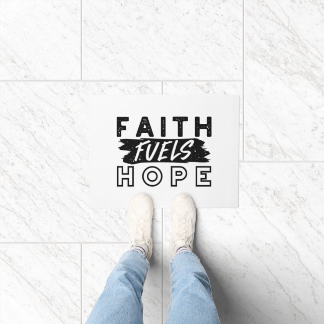 Faith Fuels Hope Quote – Uplifting Christian Art Fußmatte (Indoor)