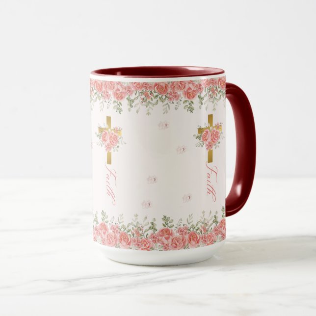 Faith Gift Floral Cross Tasse (VorderseiteRechts)