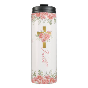 Faith Gift Floral Cross Thermosbecher