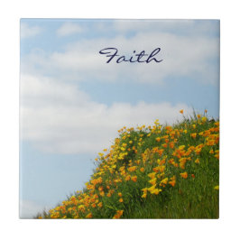 Faith gips Tile Art Blue Sky Poppy Meadow Einzigar Fliese