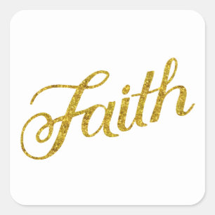 Faith Gold Imitate Glitzer Metallic Inspiration Quadratischer Aufkleber