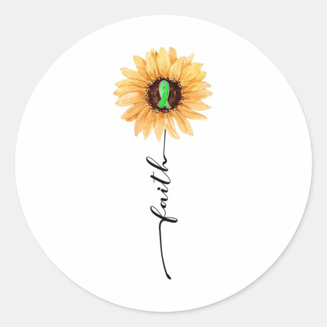 Faith Green Ribbon Nierenerkrankung Bewusstsein Runder Aufkleber (Vorderseite)